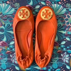Tory Burch Bright Orange Ballet Flats